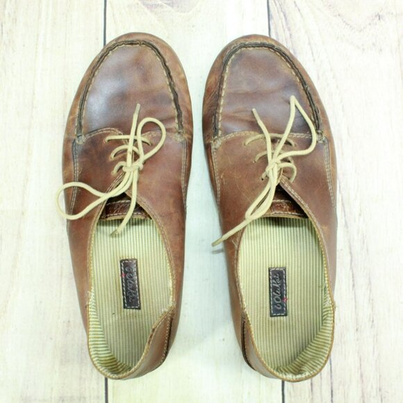 Olukai Heleuma Brown Leather Lace Up Comfort Casual Flat Loafer Shoes Size 7 - Picture 7 of 9